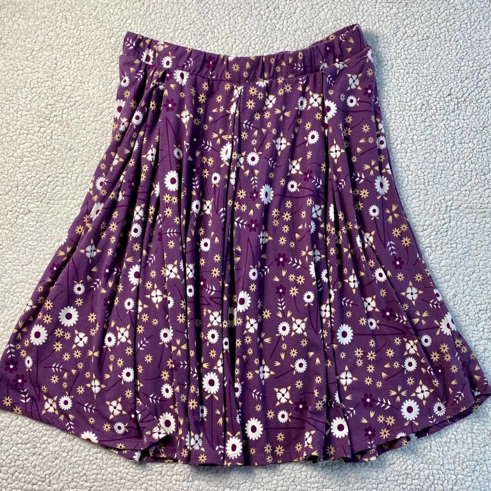 LuLaRoe Floral Midi Pleated Skirt Purple Size XL‎